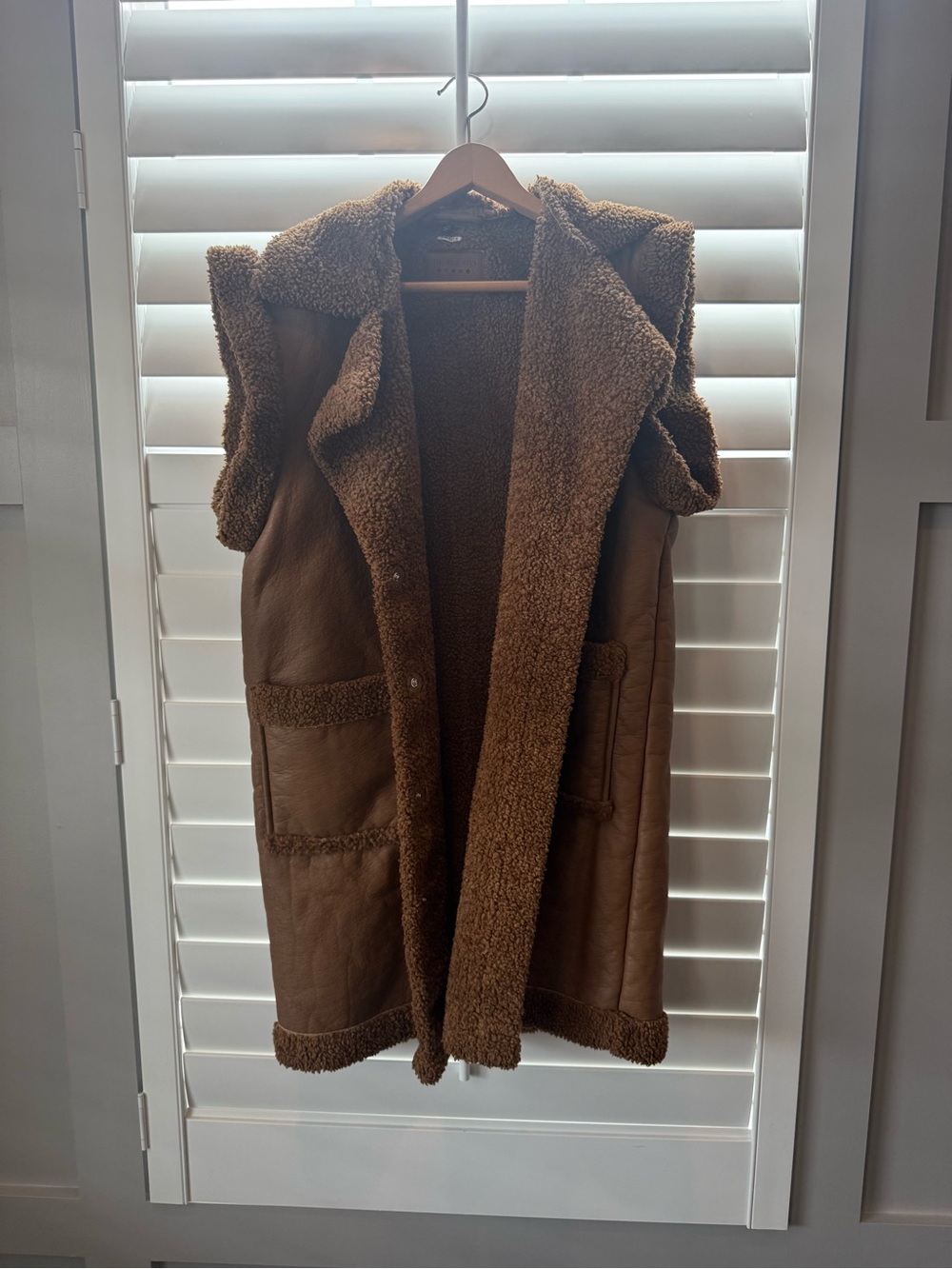 Blank NYC Brown Teddy Faux-Shearling Hooded Vest